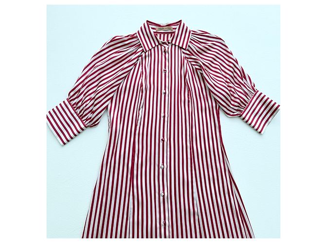 Autre Marque Maggie Marilyn Seiden Hemdkleid gestreift rot weiß - Ansicht 6