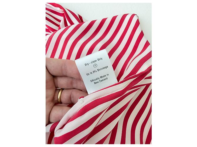 Autre Marque Maggie Marilyn Seiden Hemdkleid gestreift rot weiß - Ansicht 8