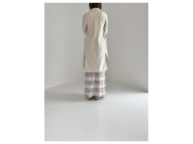 Abrigo Max Mara de algodón y lino beige - vista 9