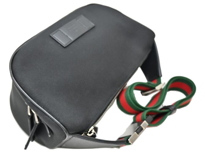 Marsupio in tela Techno Gucci Nero Rosso Verde - vista 4