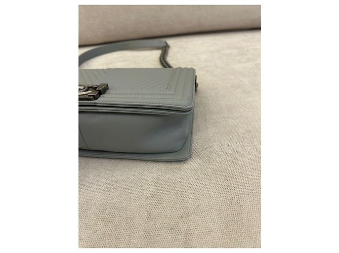 Chanel Boy Flap Borsa in pelle chevron grigia Grigio - vista 8