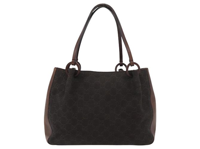 Borsa Tote GG Canvas Gucci Marrone Argento 101919 Auth hk3623 - vista 13