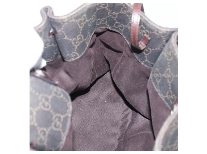 Borsa Tote GG Canvas Gucci Marrone Argento 101919 Auth hk3623 - vista 17