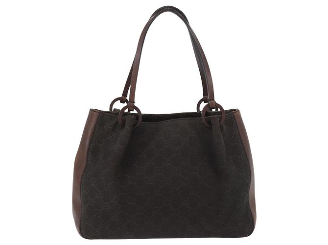 Borsa Tote GG Canvas Gucci Marrone Argento 101919 Auth hk3623 - vista 2