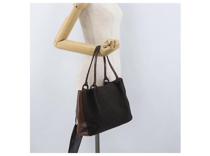 Borsa Tote GG Canvas Gucci Marrone Argento 101919 Auth hk3623 - vista 22