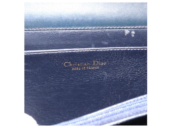 Borsa a Mano Christian Dior in Pelle Oro Blu Navy Auth ka3651 D'oro - vista 10