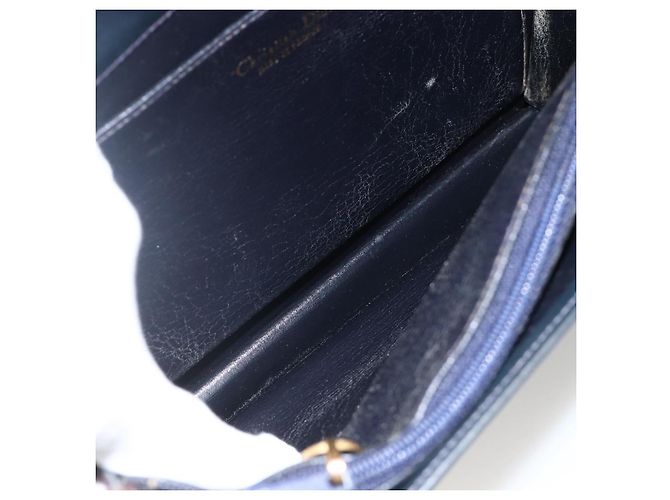 Borsa a Mano Christian Dior in Pelle Oro Blu Navy Auth ka3651 D'oro - vista 11