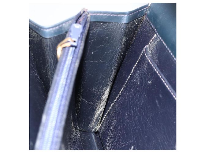 Borsa a Mano Christian Dior in Pelle Oro Blu Navy Auth ka3651 D'oro - vista 18