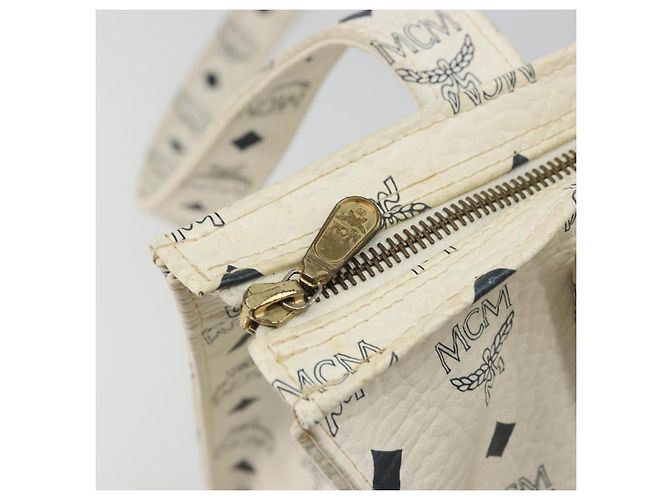 Borsa Tote Vicetos Logogram MCM in PVC Bianco e Oro Auth YKZ1154 D'oro - vista 10