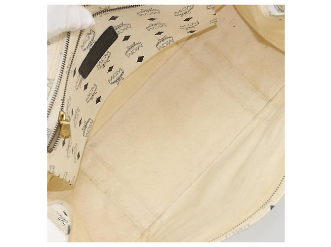 Borsa Tote Vicetos Logogram MCM in PVC Bianco e Oro Auth YKZ1154 D'oro - vista 11
