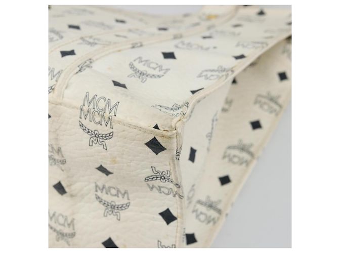 Borsa Tote Vicetos Logogram MCM in PVC Bianco e Oro Auth YKZ1154 D'oro - vista 14