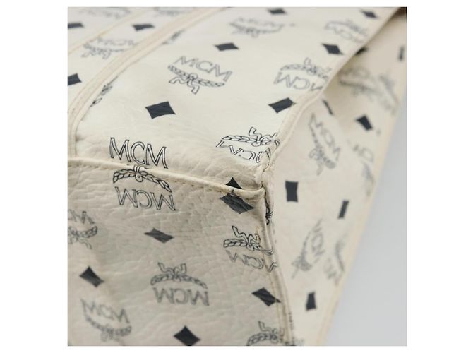 Borsa Tote Vicetos Logogram MCM in PVC Bianco e Oro Auth YKZ1154 D'oro - vista 16
