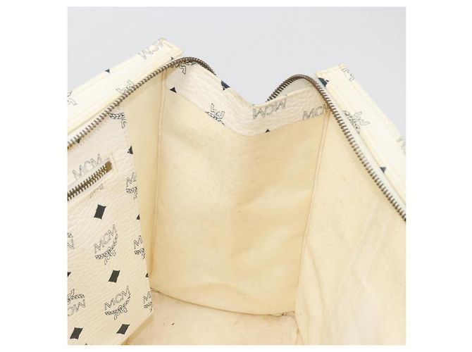 Borsa Tote Vicetos Logogram MCM in PVC Bianco e Oro Auth YKZ1154 D'oro - vista 18