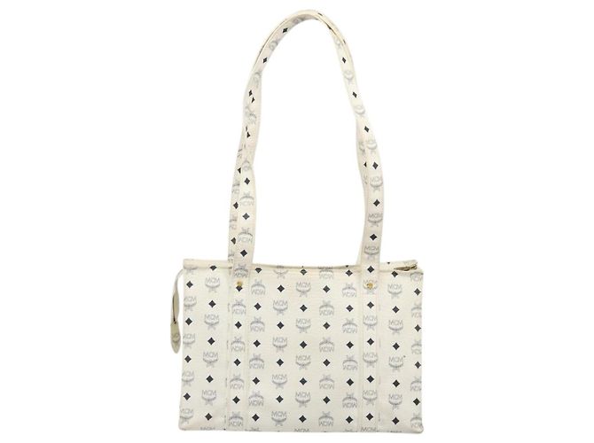 Borsa Tote Vicetos Logogram MCM in PVC Bianco e Oro Auth YKZ1154 D'oro - vista 2