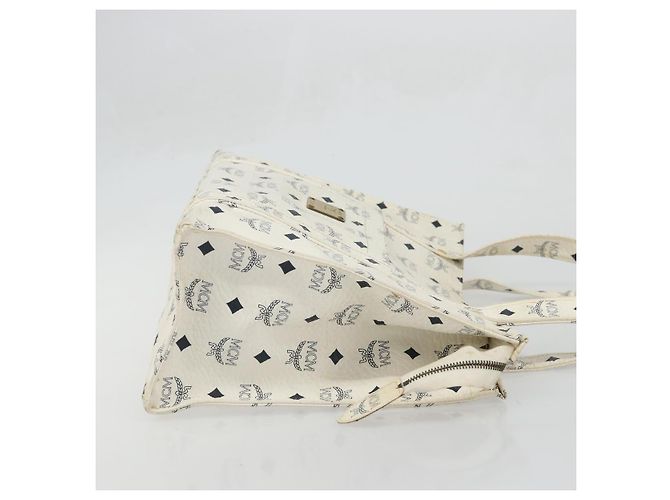 Borsa Tote Vicetos Logogram MCM in PVC Bianco e Oro Auth YKZ1154 D'oro - vista 3