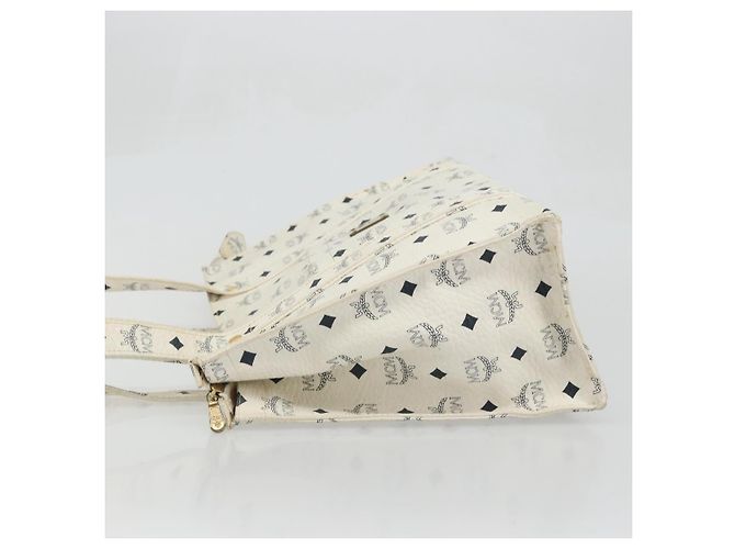 Borsa Tote Vicetos Logogram MCM in PVC Bianco e Oro Auth YKZ1154 D'oro - vista 4