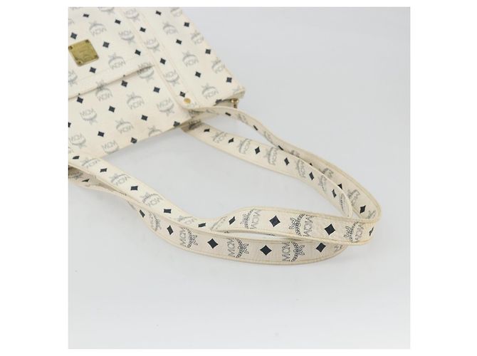 Borsa Tote Vicetos Logogram MCM in PVC Bianco e Oro Auth YKZ1154 D'oro - vista 7