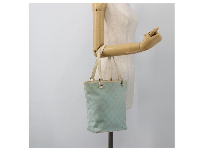 Borsa Tote GG Canvas Gucci Azzurro Chiaro Oro Auth YKZ1004 D'oro Blu chiaro - vista 21