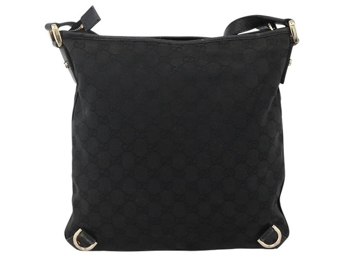 Borsa a Spalla Abbey GG Canvas Gucci Nero Oro 131326 Auth YKZ949 D'oro - vista 2