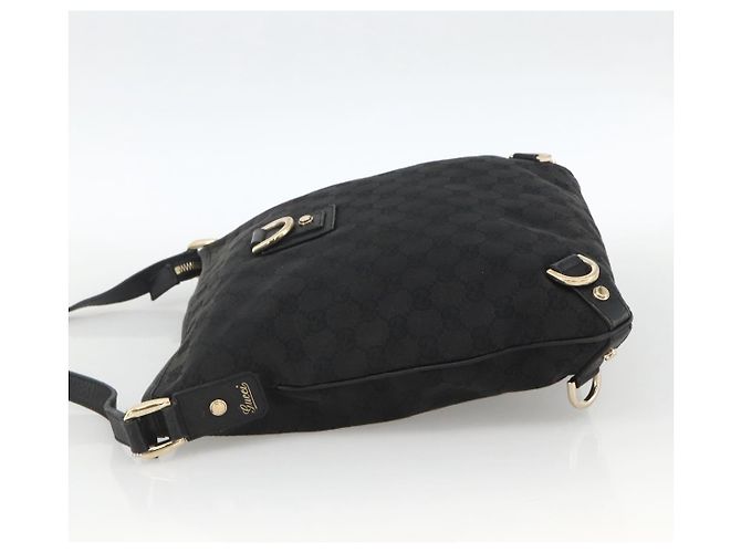 Borsa a Spalla Abbey GG Canvas Gucci Nero Oro 131326 Auth YKZ949 D'oro - vista 3