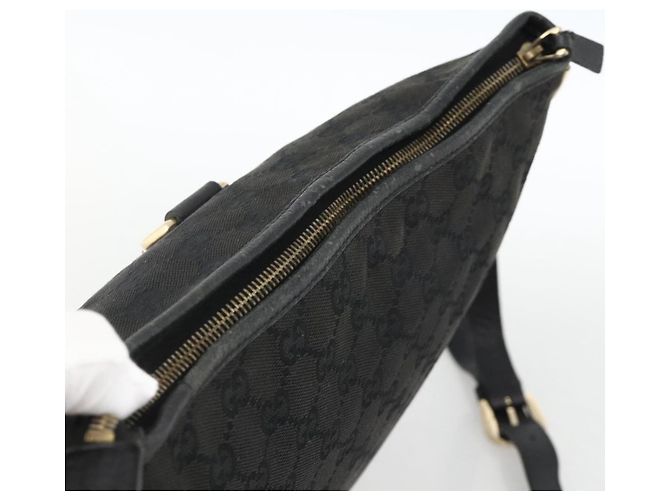Borsa a Spalla Abbey GG Canvas Gucci Nero Oro 131326 Auth YKZ949 D'oro - vista 6