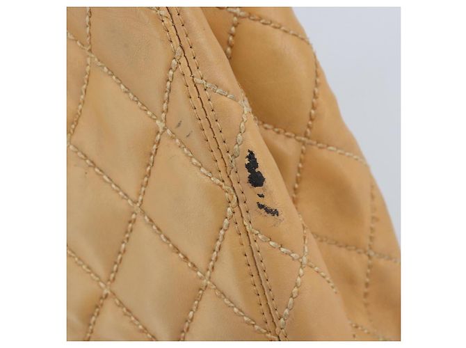 CHANEL Borsa a Mano Wild Stitch Pelle Beige Oro CC Auth AMZ064 D'oro - vista 10