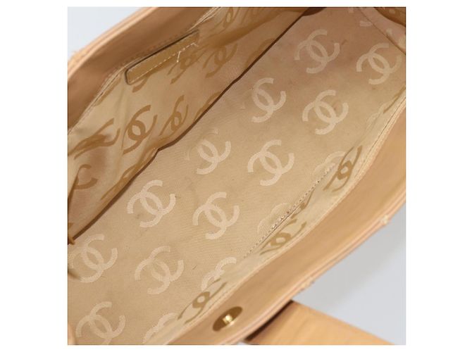 CHANEL Borsa a Mano Wild Stitch Pelle Beige Oro CC Auth AMZ064 D'oro - vista 11