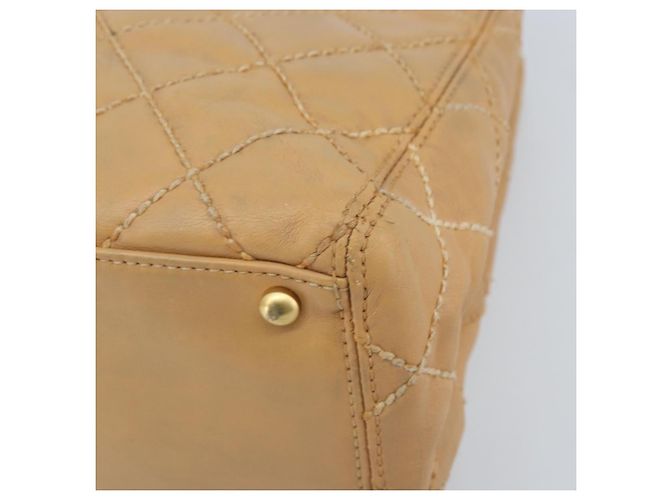 CHANEL Borsa a Mano Wild Stitch Pelle Beige Oro CC Auth AMZ064 D'oro - vista 14