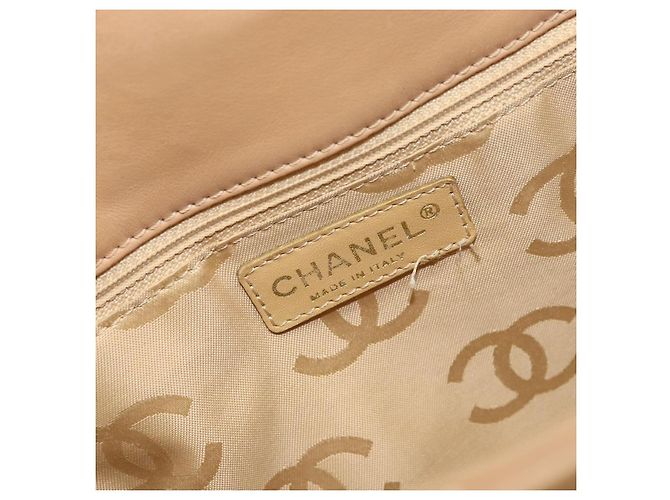 CHANEL Borsa a Mano Wild Stitch Pelle Beige Oro CC Auth AMZ064 D'oro - vista 18