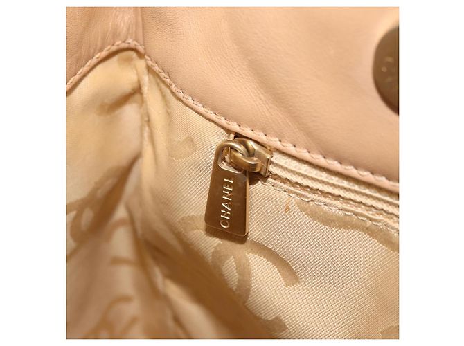 CHANEL Borsa a Mano Wild Stitch Pelle Beige Oro CC Auth AMZ064 D'oro - vista 21