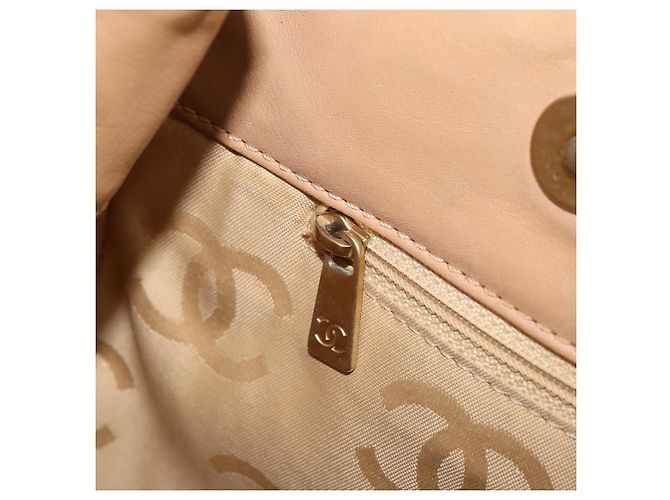 CHANEL Borsa a Mano Wild Stitch Pelle Beige Oro CC Auth AMZ064 D'oro - vista 23