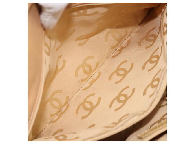 CHANEL Borsa a Mano Wild Stitch Pelle Beige Oro CC Auth AMZ064 D'oro - vista 24