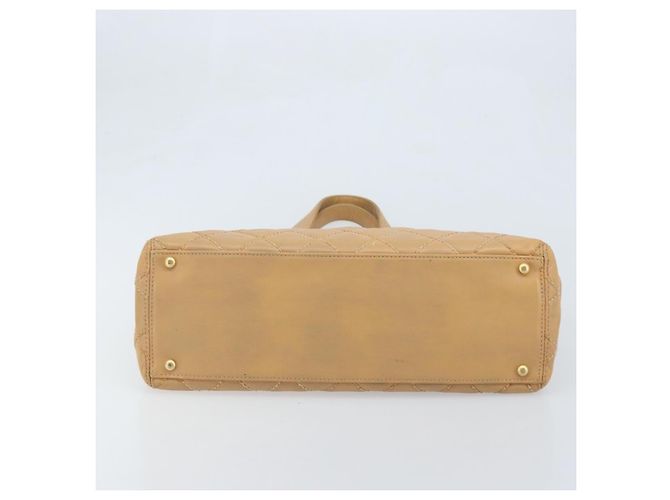 CHANEL Borsa a Mano Wild Stitch Pelle Beige Oro CC Auth AMZ064 D'oro - vista 5