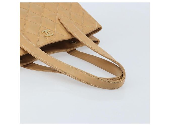 CHANEL Borsa a Mano Wild Stitch Pelle Beige Oro CC Auth AMZ064 D'oro - vista 7