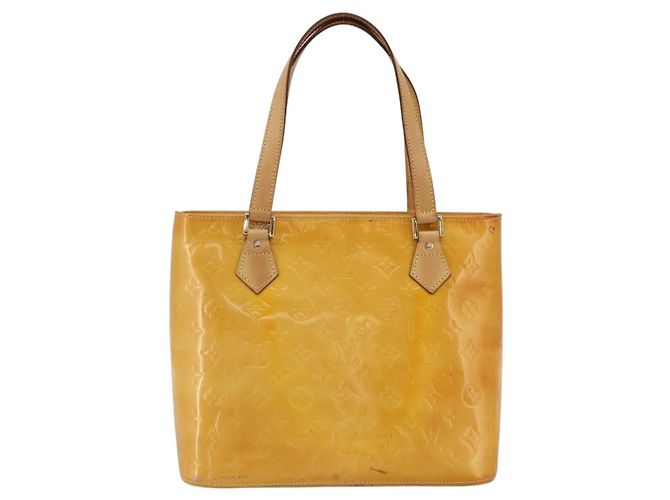LOUIS VUITTON Borsa a Mano Monogram Vernis Houston Giallo Lime M91055 LV Auth hk3628 D'oro - vista 13