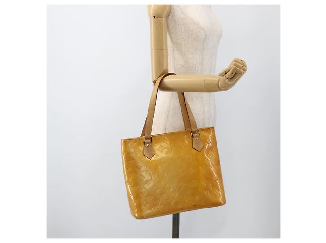 LOUIS VUITTON Borsa a Mano Monogram Vernis Houston Giallo Lime M91055 LV Auth hk3628 D'oro - vista 24