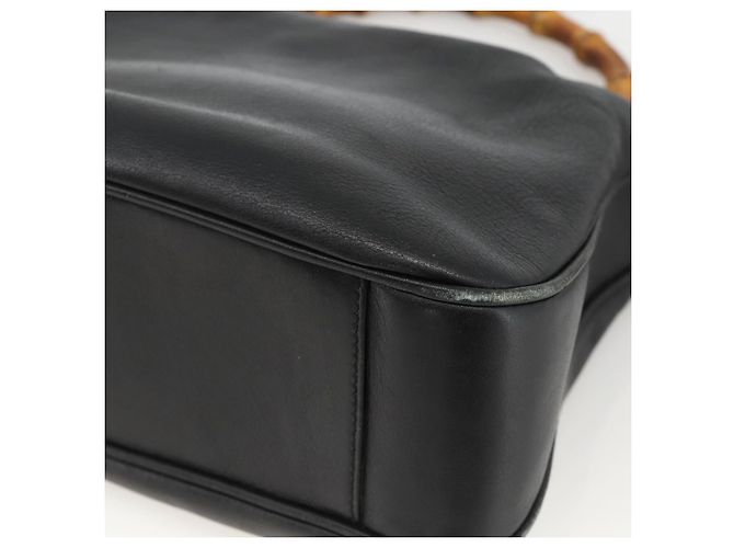 Borsa a Spalla in Pelle Gucci Bamboo 2way Nera Oro 001 1705 1638 Auth YKZ462 Nero D'oro - vista 10