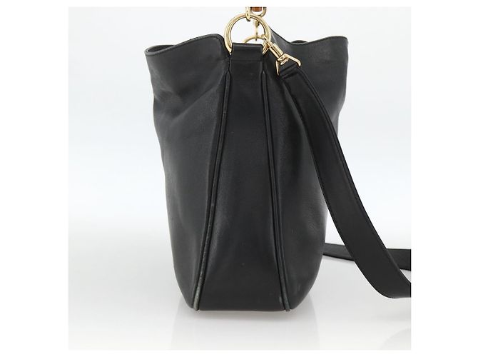 Borsa a Spalla in Pelle Gucci Bamboo 2way Nera Oro 001 1705 1638 Auth YKZ462 Nero D'oro - vista 3
