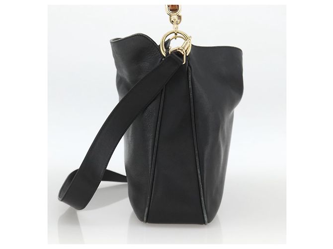 Borsa a Spalla in Pelle Gucci Bamboo 2way Nera Oro 001 1705 1638 Auth YKZ462 Nero D'oro - vista 4
