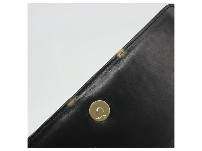 Céline Borsa a Spalla Horsebit in Pelle Nera e Oro Auth INZ069 Nero D'oro - vista 10
