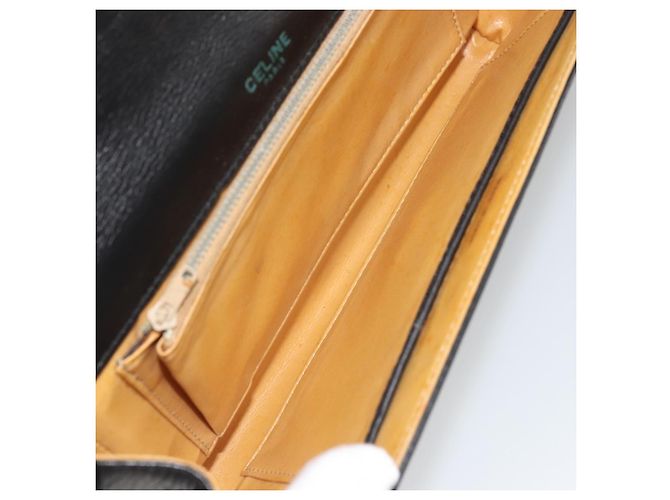 Céline Borsa a Spalla Horsebit in Pelle Nera e Oro Auth INZ069 Nero D'oro - vista 11