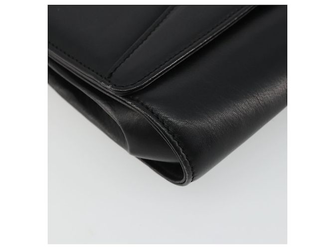 Céline Borsa a Spalla Horsebit in Pelle Nera e Oro Auth INZ069 Nero D'oro - vista 16