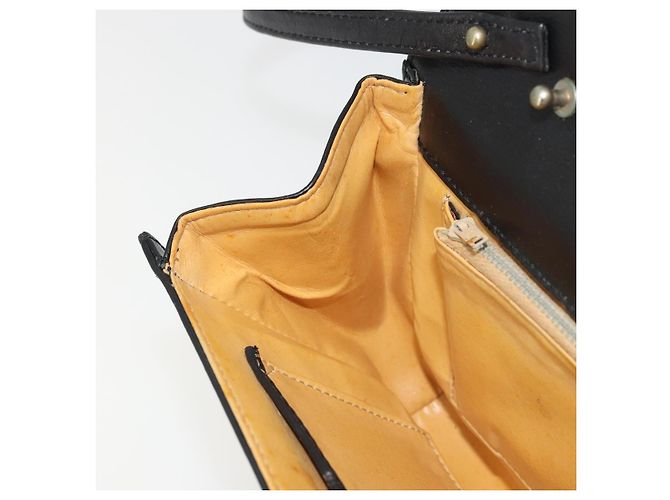 Céline Borsa a Spalla Horsebit in Pelle Nera e Oro Auth INZ069 Nero D'oro - vista 22