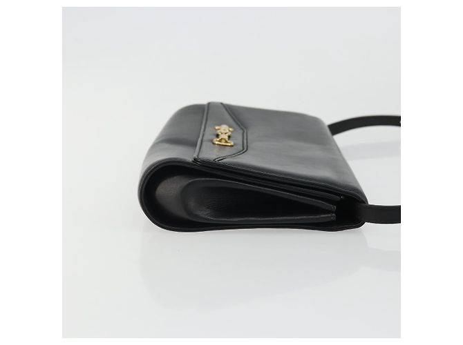 Céline Borsa a Spalla Horsebit in Pelle Nera e Oro Auth INZ069 Nero D'oro - vista 3