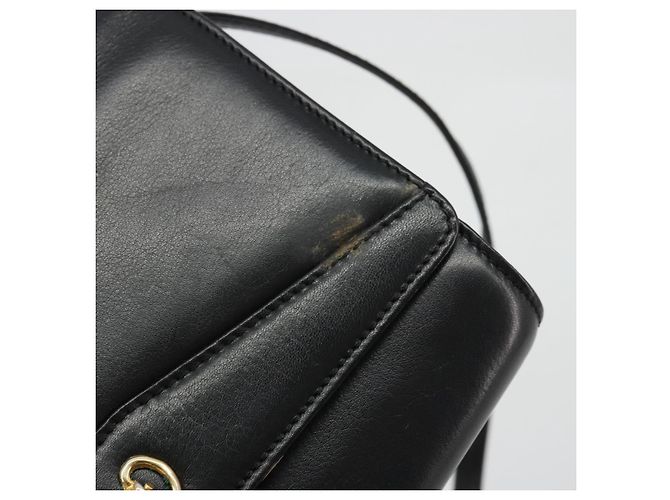 Céline Borsa a Spalla Horsebit in Pelle Nera e Oro Auth INZ069 Nero D'oro - vista 8