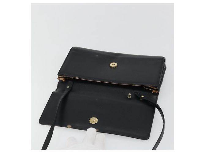 Céline Borsa a Spalla Horsebit in Pelle Nera e Oro Auth INZ069 Nero D'oro - vista 9