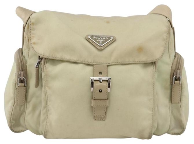 Borsa a Spalla PRADA Nylon Avorio Argento Autentica 174381 Crudo - vista 13