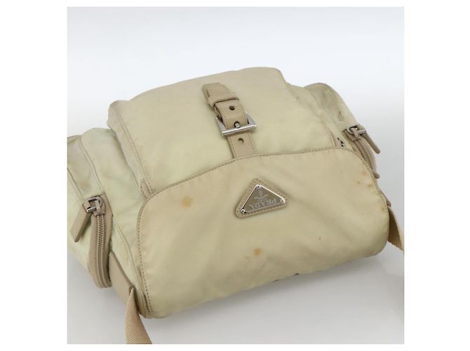 Borsa a Spalla PRADA Nylon Avorio Argento Autentica 174381 Crudo - vista 6
