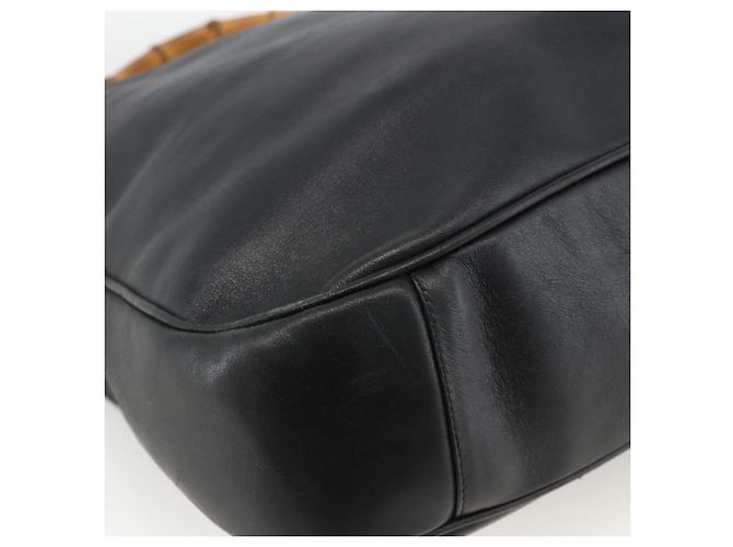 Borsa a Spalla in Pelle Gucci Bamboo 2way Nera Oro 001 0166 1577 Auth YKZ947 Nero D'oro - vista 10