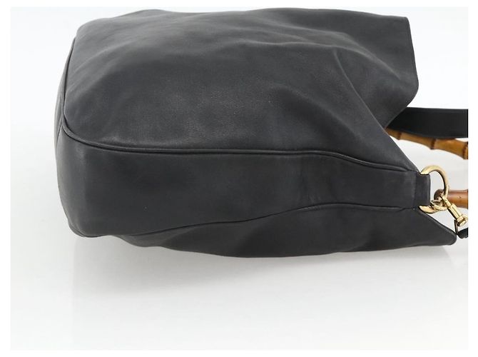 Borsa a Spalla in Pelle Gucci Bamboo 2way Nera Oro 001 0166 1577 Auth YKZ947 Nero D'oro - vista 4